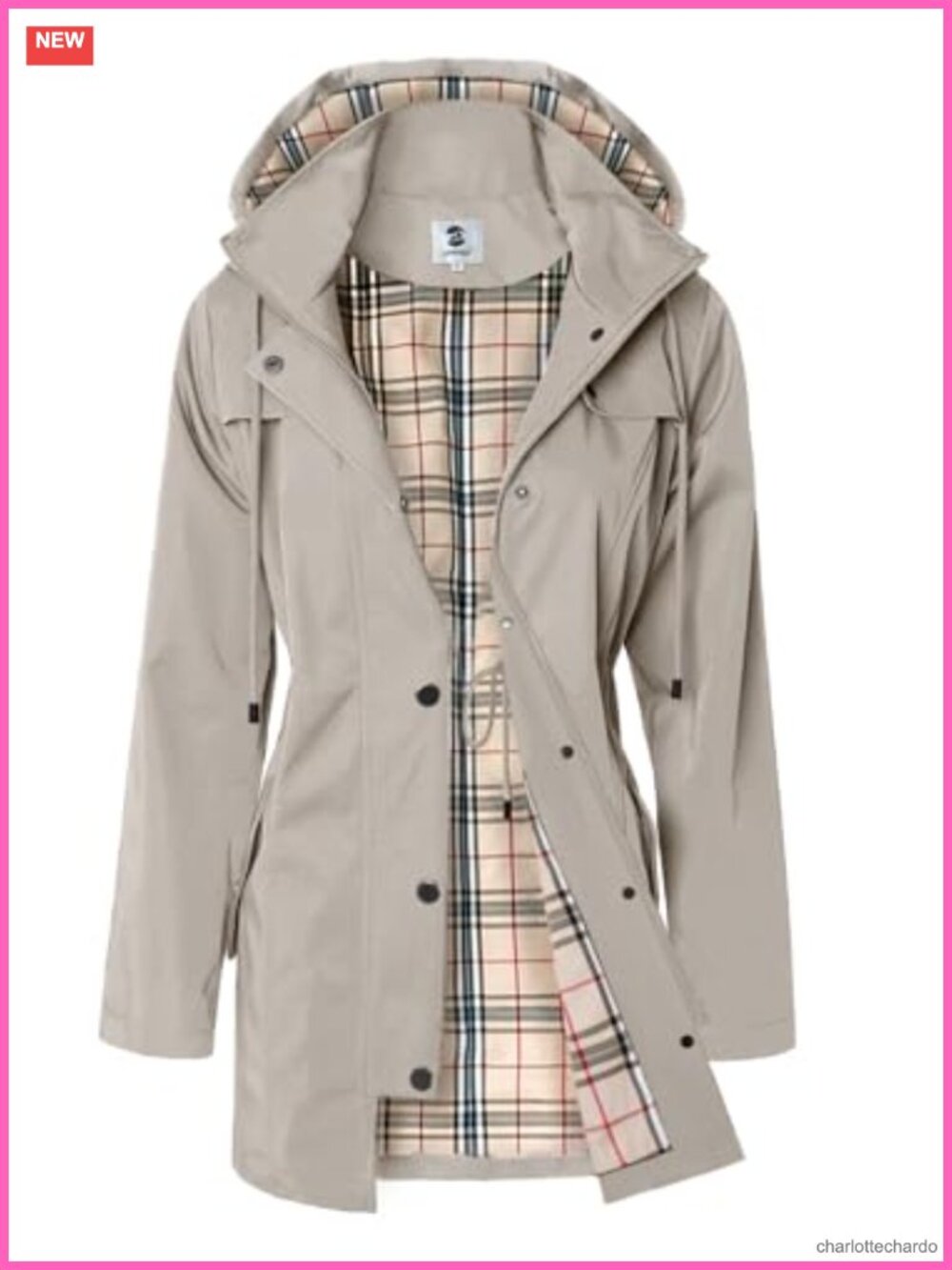 SaphiRose Women's Long Hooded Rain Jacket Waterproof Windbreaker